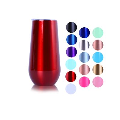 China Wholesale Custom Viable Double Walled Insulated Stemless Wine Tumbler Logo Personalized 6oz Stainless Steel Wine Cup With Lid for sale