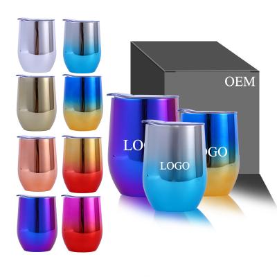 China Viable Wholesale Success Eco-Friendly 12oz UV Plating Wine Mug Insulated Stainless Steel Wine Tumbler Beer Mug Tumbler Mug for sale