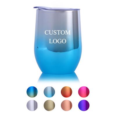 China Viable Custom Reusable Coffee Mugs Logo Vacuum Insulated Double Wall Tumbler Stainless Steel Coffee Cup UV Plating Mug With Lid for sale