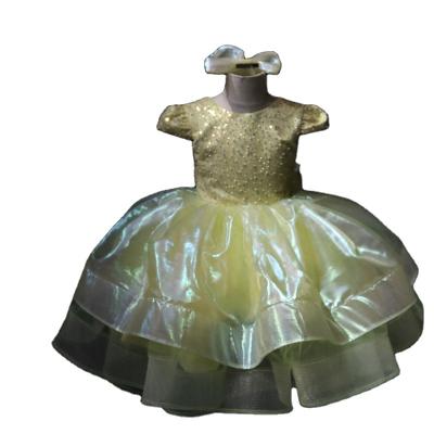 China Yellow Fluffy Princess Dress Kids Girls Clothing Children's Happy Sun Skirt Choir Host Catwalk Performance Wedding Dresses Anti-wrinkle for sale