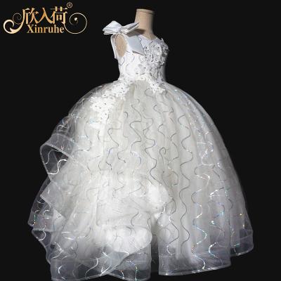 China Custom Made Anti-wrinkle Puffy Girls Princess Style Long Skirt Piano Bridesmaid Welcoming Wedding Dress for sale