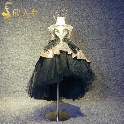 China Black swan personality fashion personality fashion shorts dress children's wedding wedding accessories shorts front and long back girls for sale