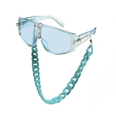 China Fashion sunglasses 2022 girls transparent logo eyewear chain custom youth fashion windshields for mujeres sun glasses with chains for sale