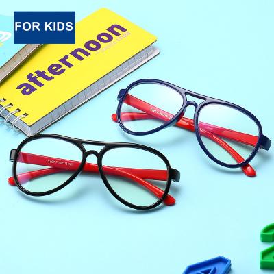 China Reading glasses frames gafals-transparent double bar TPEE ellipse flexibility children gafas de luz toddler teenager cute light blue azul for sale