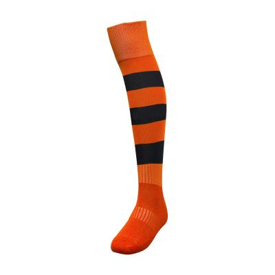 China Custom Anti-pilling Anti Slip Football Custom Football Boots Custom Football Socks Orange for sale