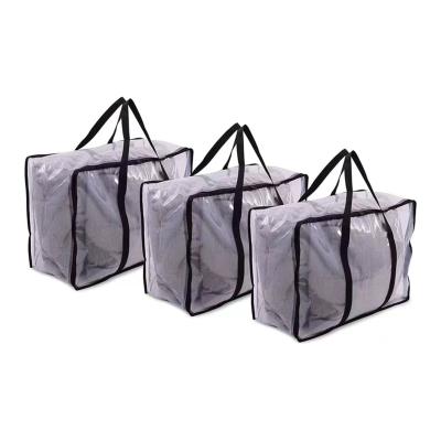 China Hot Sale Viable PVC Clothes Storage Bag Organizer Transparent Quit Storage Bag Foldable Storage Bag For Clothes for sale