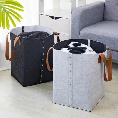 China Contemporary High Quality Felt Custom Laundry Bags Large Clothes Storage Bags Collapsible Laundry Basket Laundry Bags and Baskets for sale