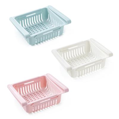 China Factory Wholesale Viable Storage Plastic Basket Refrigerator Expandable Storage Tray Plastic Refrigerator Organizer for sale