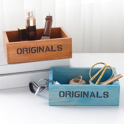 China Hot Selling Morden Desktop Wooden Table Storage Box Pen Holder Small Sundries Storage Box for sale