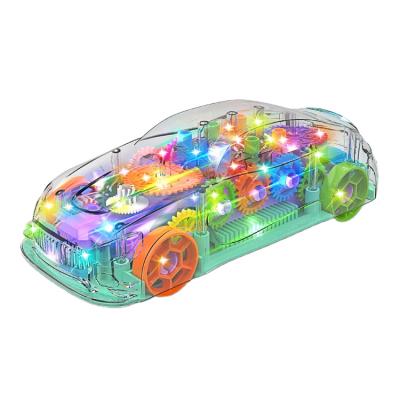 China Universal running light flashing light electric children's music car concept ABS battery speed toy transparent car for sale