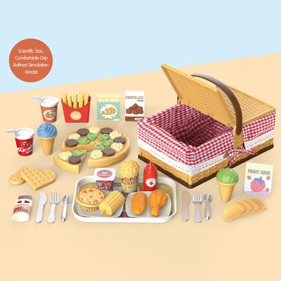 China Cooking Game Toys Children's DIY Plastic Picnic Toy Mini Cake French Fries Western Food Kitchen Set Simulation Food Model Toy for sale