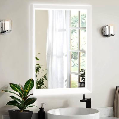 China Modern Touch Screen Bright Backlit Lead Bath Mirrors Smart Fog Light Wall Mounted Bathroom Vanity Glass Mirror With Led Light for sale