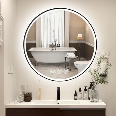 China Modern Touch Screen Bright Backlit Lead Bath Reflects Smart Fog Light Round Bathroom Vanity Wall Mounted Glass Mirror With Led Light for sale