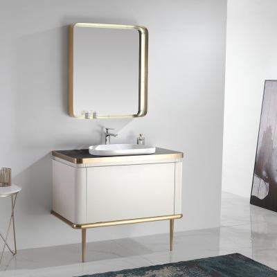 China Durable Standing Bathroom Cabinet with Gold Edge MT-8809 for sale