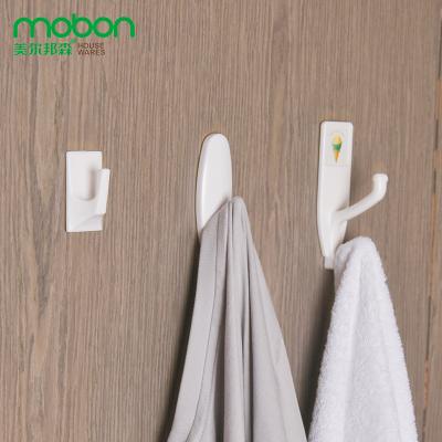 China Modern Adhesive Hook White Plastic Non-Punching Hooks Bathroom Wall Strong Sticky Non-Traces Hanging Clothes To Hang Strong Bearing for sale