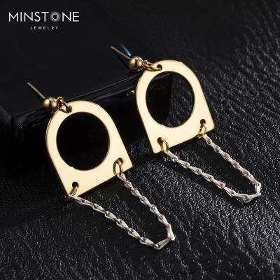 China 2022 New MINSTONE Fashion Trendy O Jewelry and Chain Dropped Heavy 14K Gold Plated Stud Earrings For Woman for sale