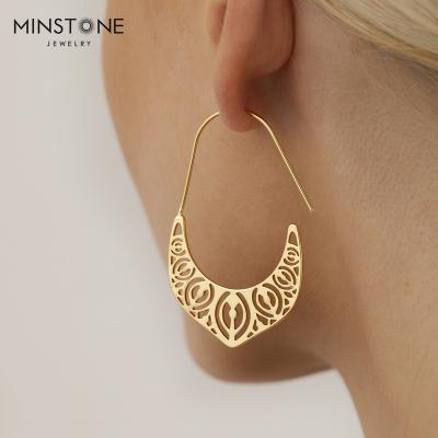 China 2022 NEW MINSTONE TRENDY JEWELRY 14K Real Gold Plated Metal Fashion Solid Brass Earring for sale