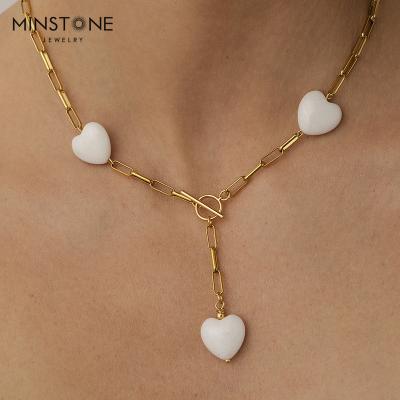 China 2022 NEW MINSTONE TRENDY JEWELRY 18K Real Gold Plated Fashion Natural Stone Necklace for sale