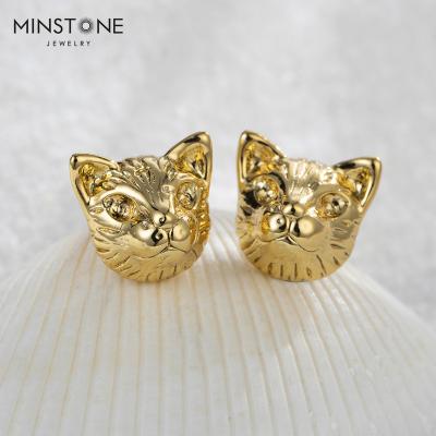 China FASHIONABLE Adorable 14K 18K 24K Cat Animal Hypoallergenic Weighs 3.7g Kids Earrings Stud For Teens Gold Filled Memorial Earrings Jewelry for sale