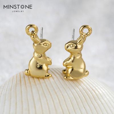 China New 2022 FASHIONABLE Custom 14K Animal Rabbit Kids Hypoallergenic Earrings Stud For Teens Women Gold Filled Memorial Earrings Jewelry for sale