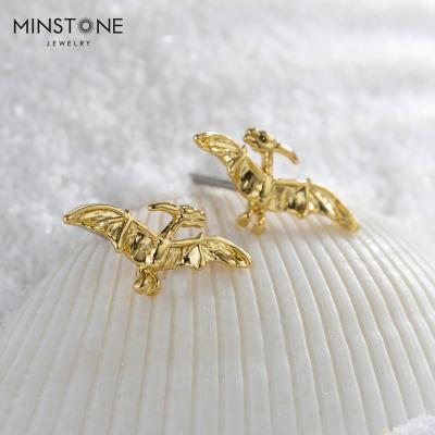 China TRENDY 10K 14K 18K 24K Gold Plated Hypoallergenic Unique Animals Vulture Weight 0.5g Stud Earrings For Kids Teens Girls Women for sale