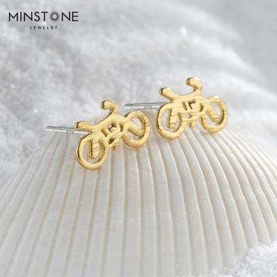 China FASHIONABLE High Quality Cute Bike Shape 14K Gold Plated Hypoallergenic Weighs 0.4g For Kids Teens Girls Earring Memorial Jewelry for sale