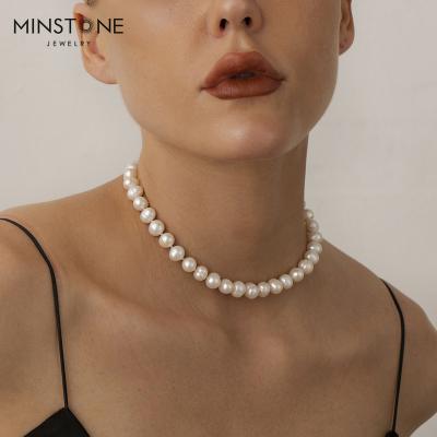 China Real Nature Pearl Necklace Strand Necklace High Quality CLASSIC High Quality Wedding Gift For Brides Women Vintage Necklace Memorial Jewelry for sale