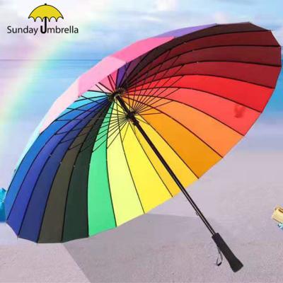 China All In 1 SUNDAY China Manufacture 24 Ribs Large Straight Rainbow Umbrella for sale