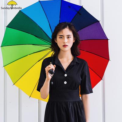 China SUNDAY 16K Rainbow Solid Color Minimalist Double Advertising Sun Umbrella Customized for sale