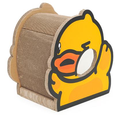 China Small Mechanical Wash Duck Yellow Cat Scratching Board Pet Pad Sofa Corrugated Paper Corrugated Paper Sofa Stain Animal Shaped Grinding Rubbish Wholesale for sale