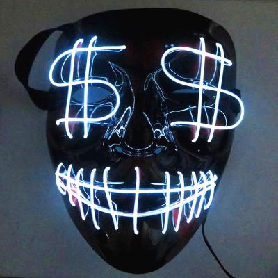 China PVC Halloween EL Wire Mask LED Light Up Mask Scary Mask For Festival Halloween Cosplay Masquerade Costume Parties for sale