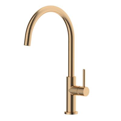 China Metered Faucets Brushed Rose Gold Single Handle Kitchen Sink Faucet Hot And Cold Water Tap Brass Round for sale