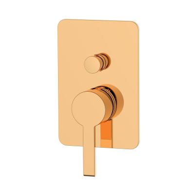 China Without Slide Bar Rose Gold Square Concealed Wall Mounted Tub And Shower Single Handle Faucet With Pull Up Diverter for sale