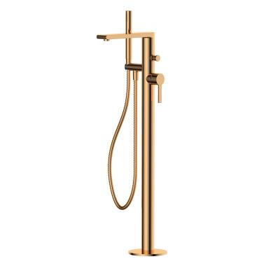 China Without Slide Bar Rose Gold Free Standing Bathtub and Shower Faucet with Flexible Hose and Shower Holder Bathroom Solution for sale