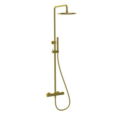 China Modern thermostatic wall mounted shower and bath diverter faucet with combined handshower and rainfall bathroom solution for sale