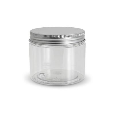 China BEAUTY PACKAGING good quality 150ml PET transparent jar with plastic or aluminum lids in stock for sale