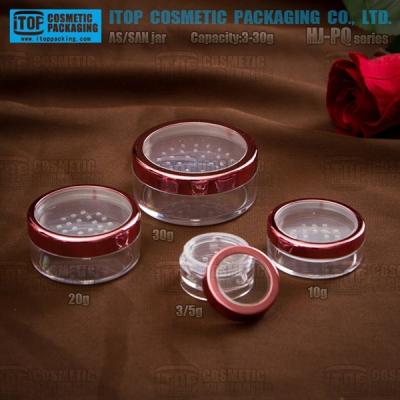 China HJ-PQ Series 3g 5g 10g 20g 30g Loose Powder Single Layer Round Flat All Plastic Clear Cosmetic Loose Powder Sifter Jar for sale