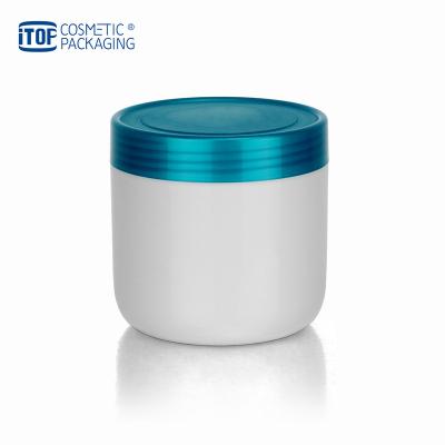 China WJ-GAU500 Skin Care Round Plastic Cream Container 500ml PP White Jar Empty Cosmetic Plastic Hair Cream Container Jar 500ml Screw Lid for sale