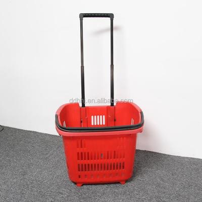 China Best Affordable PP Shopping Basket Factory Direct Sales Plastic Wheeled Shopping Basket With Push-Pull Function for sale