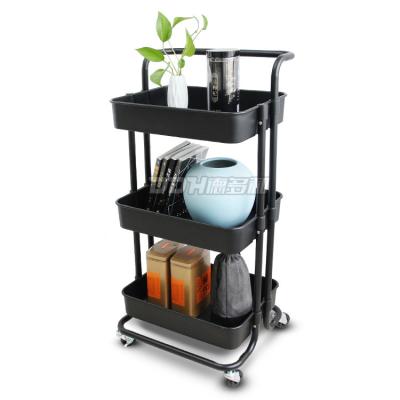 China Plastic Wares Etc Kitchen Service Trolley household carts two shelf plastic utility cart 3 plastic shelf for sale