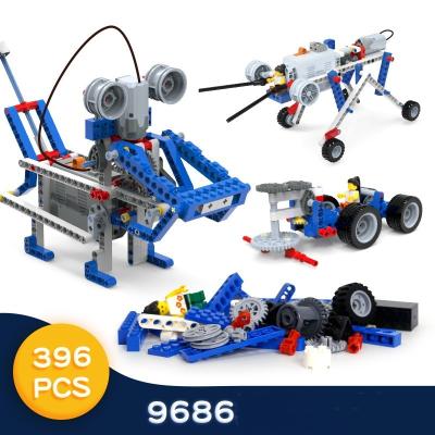 China Construction toy 396 pieces simple and operated 9686 machinery teaching aid education technique building blocks creative set 9686 for sale