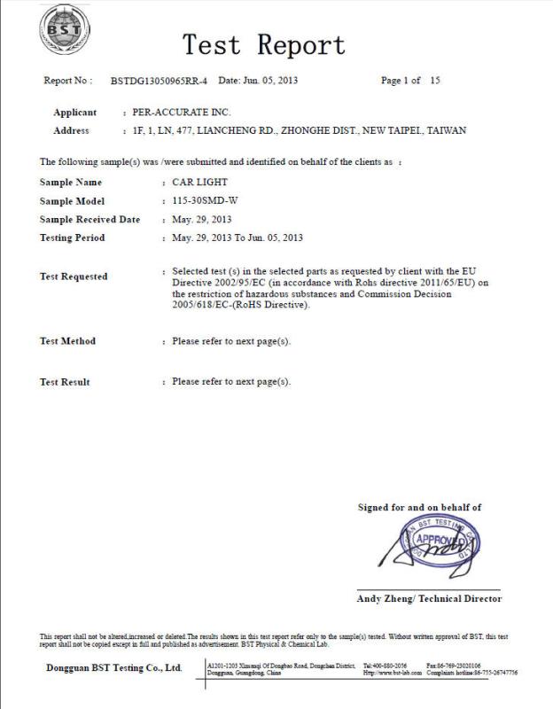 RoHS - PER-ACCURATE INCORPORATION