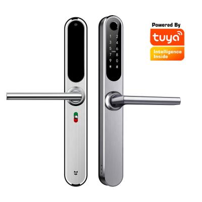 China Office Amazon Alumilum Combination Knob Tuya Smart Cheap Biometric Round Double Sided Fingerprint Door Lock for sale