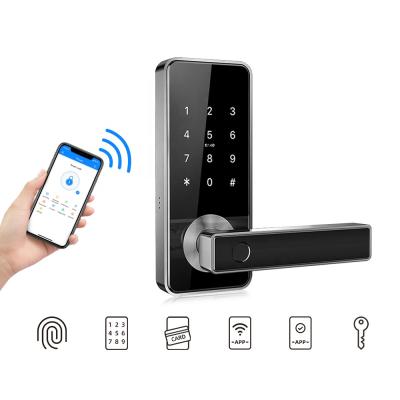 China WiFi Kepad Residential Intelligent Mobile Fingerprint Door Lock European Standard Home Door Lock for sale