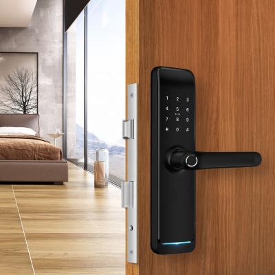 China Home/Apartment/Airbnb/Tuya WiFi App Keyless Smart Biometric Door Lock Fingerprint Handle Office Digital Door Lock for sale