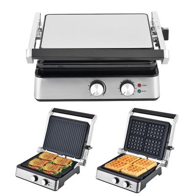 China 4 fatias Grill elétrico com placas desmontáveis fabricante de waffle Sandwich Panini Press Grill de contato 2200W placas intercambiáveis à venda