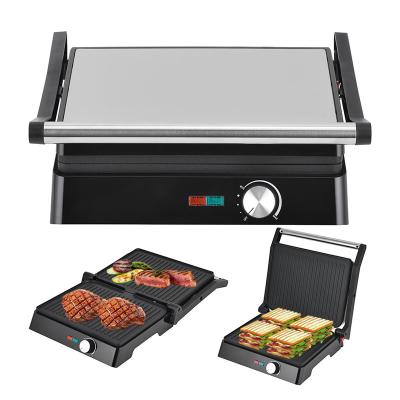 Κίνα 2200W Ηλεκτρικό grill Panini Maker ρυθμιζόμενη θερμοκρασία Sandwich Press Toaster Ανοίγει 180 μοίρες Ατσάλινα Grill Επαφή προς πώληση