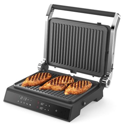 中国 切断可能なプレート BBQ パニニ プレス グリル グリッド 無煙室内 グリル LED タッチスクリーン デジタル コンタクト グリル 販売のため