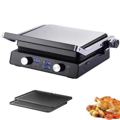 China 2000W Grill de Contato Elétrico Digital Display Regulador de Temperatura Control Knob Timer Aberto 105 180 graus Com PTFE à venda