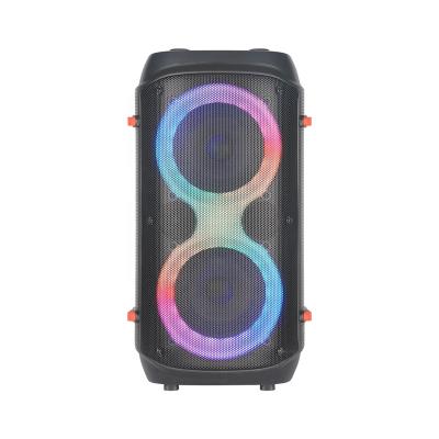 China Dual 6.5 Inch TWS Function Portable Wireless PA Speaker System Wireless Speaker With Ring Cool Lights for sale